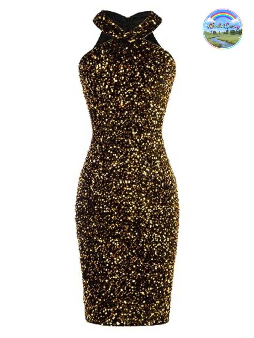 Women's Halter Sequin Cocktail Bodycon Dress Sleeveless Sparkly